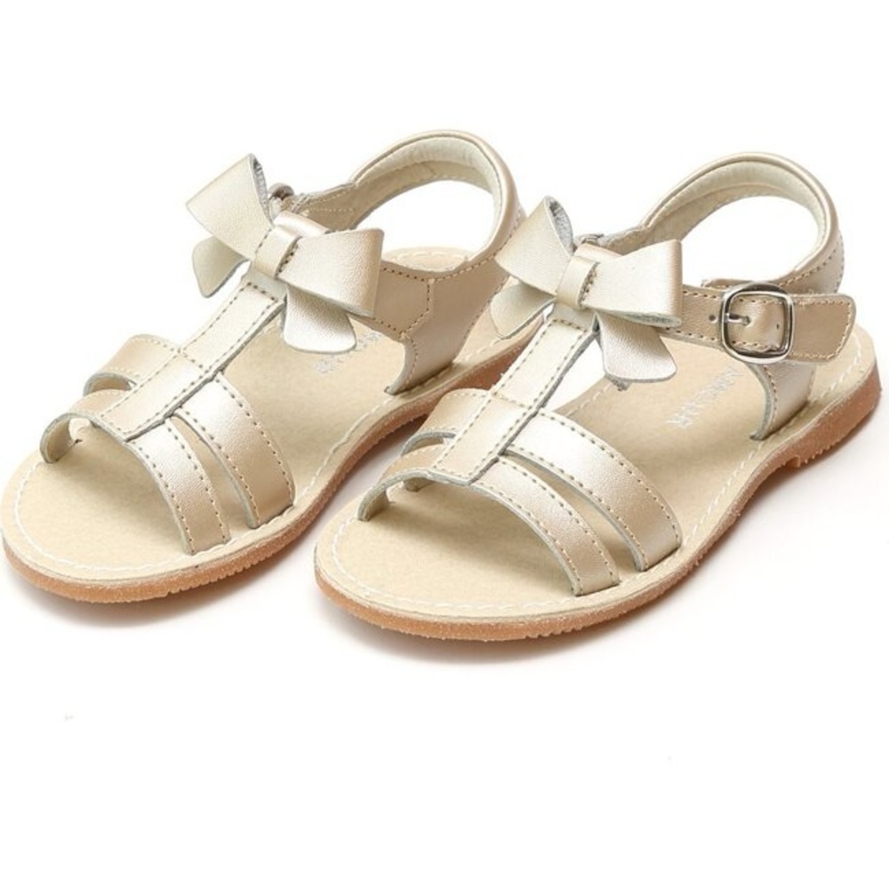 L'Amour Gold Kids Sandals with Bow